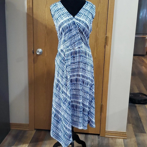 DKNY nwt blue asymmetric sleeveless crepe lightweight dress - Picture 1 of 8